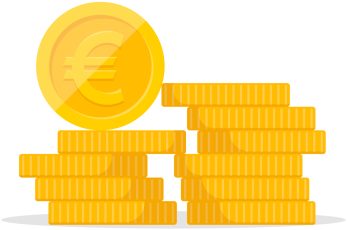 Dessin 3D de pièces en or avec le signe de l'euro dessus