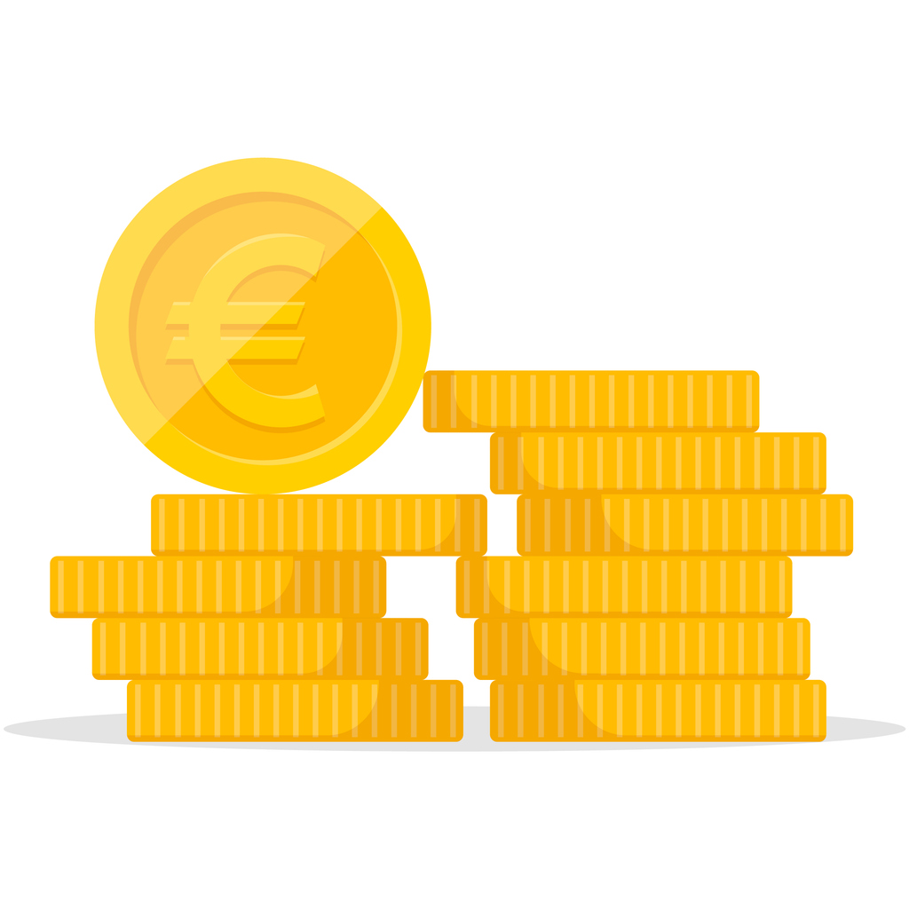 Dessin 3D de pièces en or avec le signe de l'euro dessus