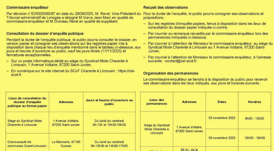 Avis d'enquête publique